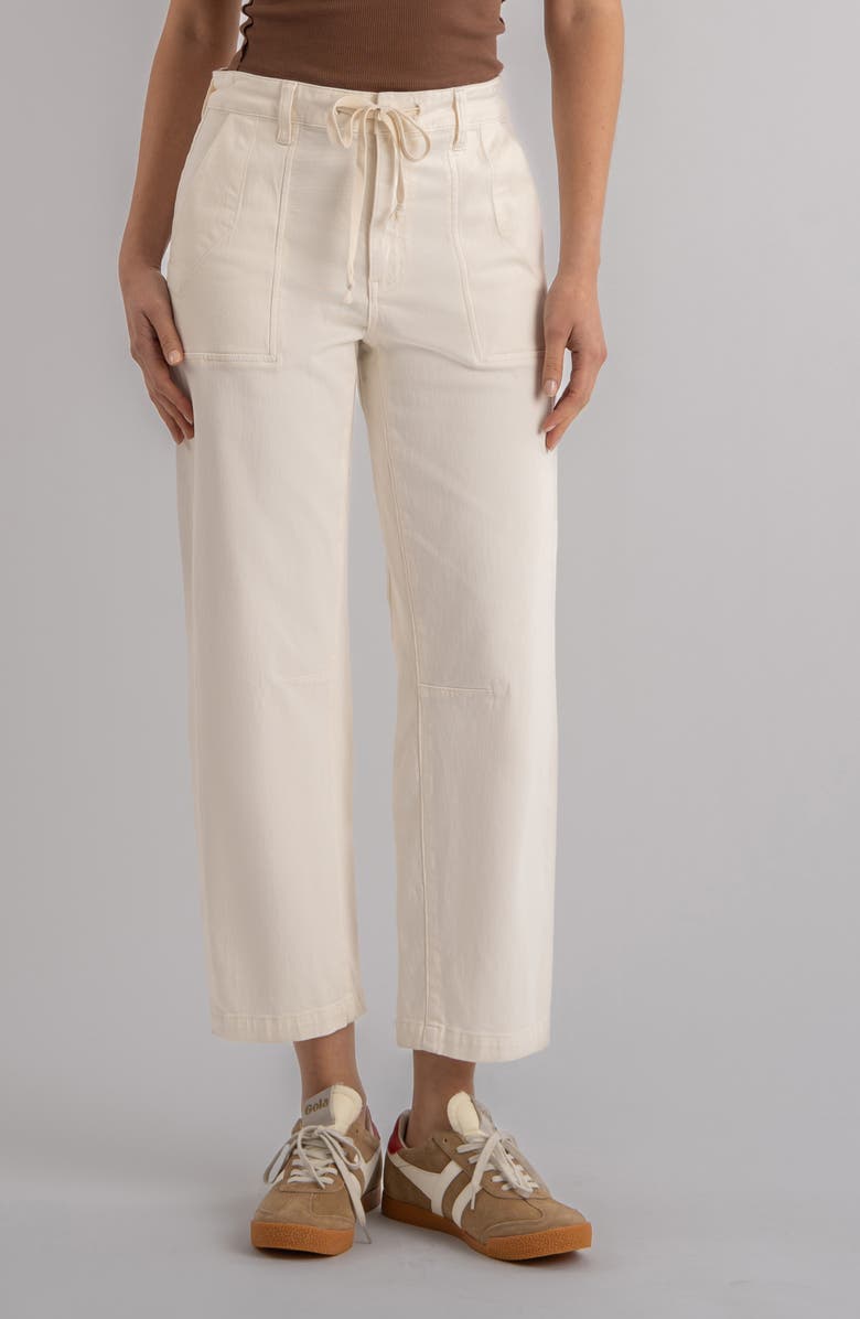 KUT from the Kloth Ashton Drawstring High Waist Crop Barrel Jeans, Main, color, Ecru