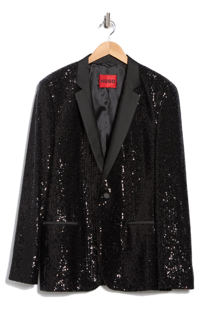 HUGO Arti Sequin Notch Lapel Stretch Blazer, Alternate, color, 