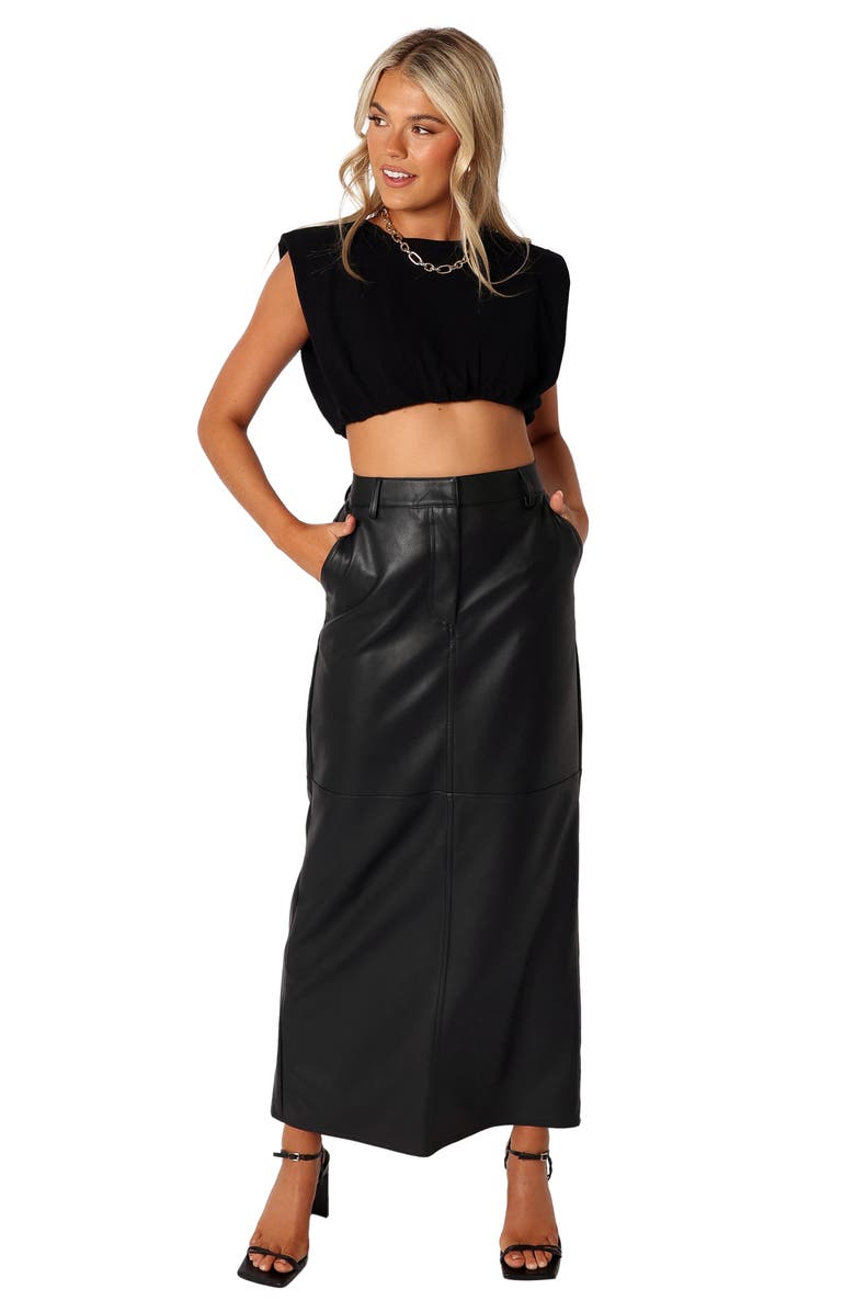 Petal & Pup Jade Faux Leather Column Skirt, Alternate, color,
