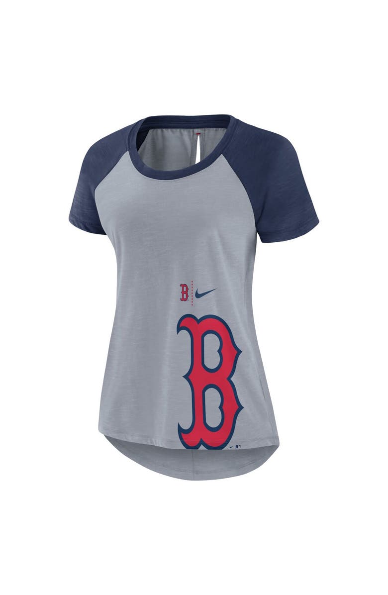 Nike Women's Nike Heather Gray Boston Red Sox Summer Breeze Raglan Fashion T-Shirt, Alternate, color, 