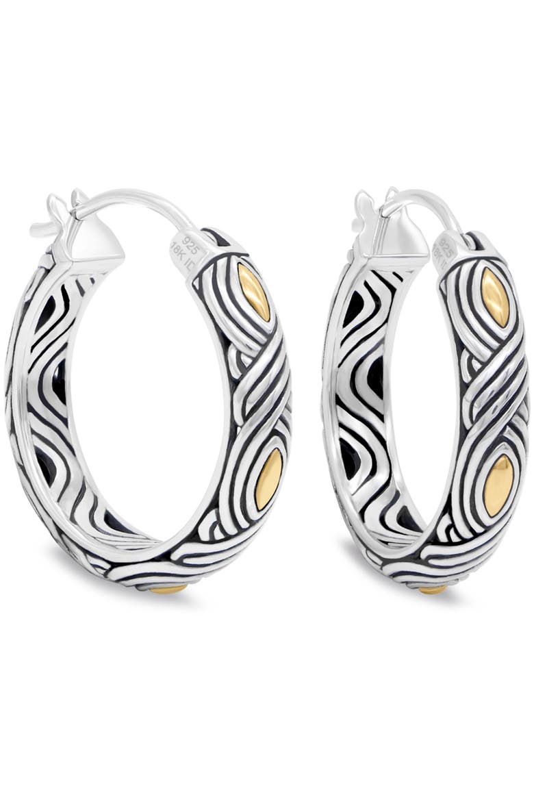 25mm Woven Hoop Earrings in Sterling Silver and 18K Gold, Main, color, Silver