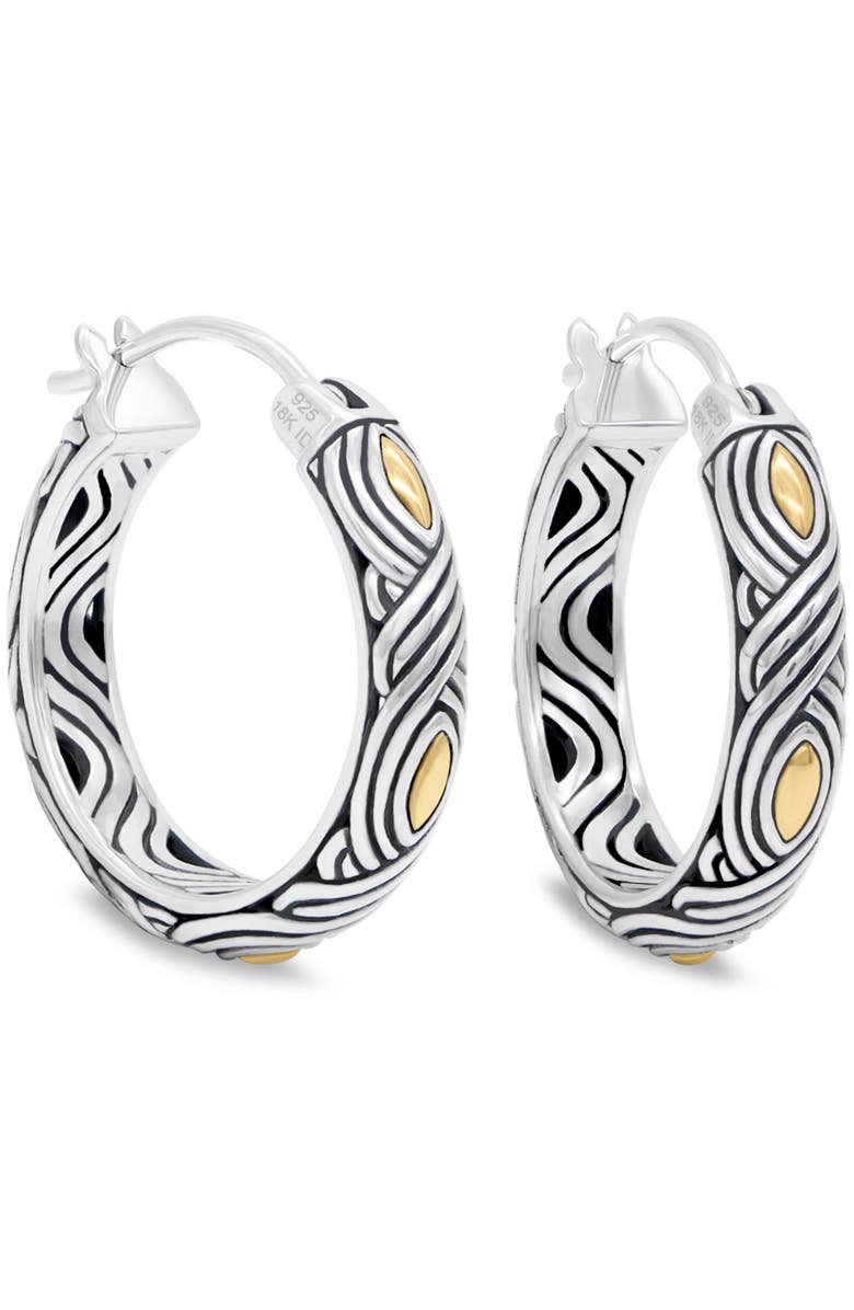 DEVATA 25mm Woven Hoop Earrings in Sterling Silver and 18K Gold, Main, color, Silver