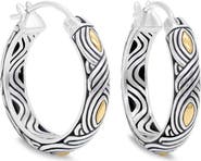 DEVATA 25mm Woven Hoop Earrings in Sterling Silver and 18K Gold