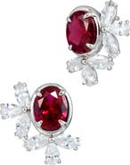 SAVVY CIE JEWELS Cubic Zirconia Cluster Oval Stud Earrings