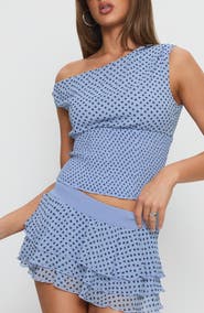 Princess Polly Ready To Party One-Shoulder Polka Dot Top