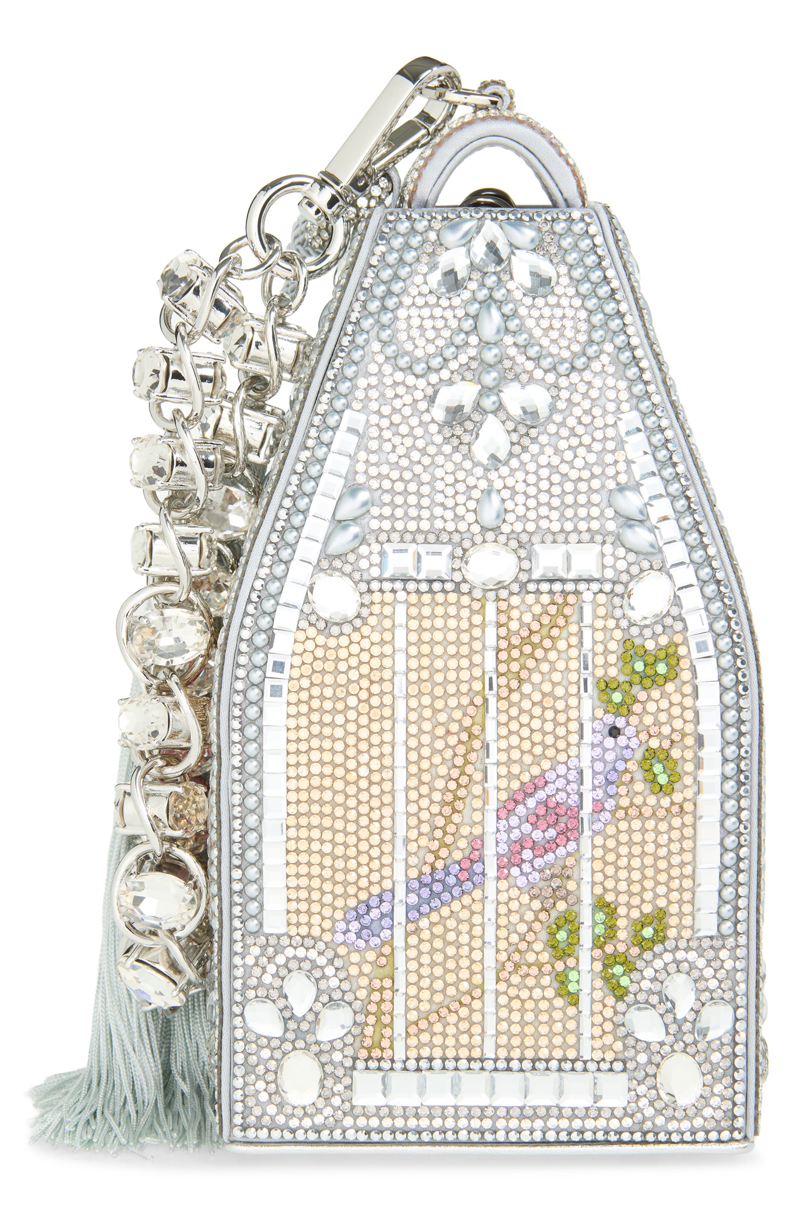 JUDITH LEIBER COUTURE Landmark Birdcage Crystal Minaudière, Alternate, color, Silver Rhine Multi