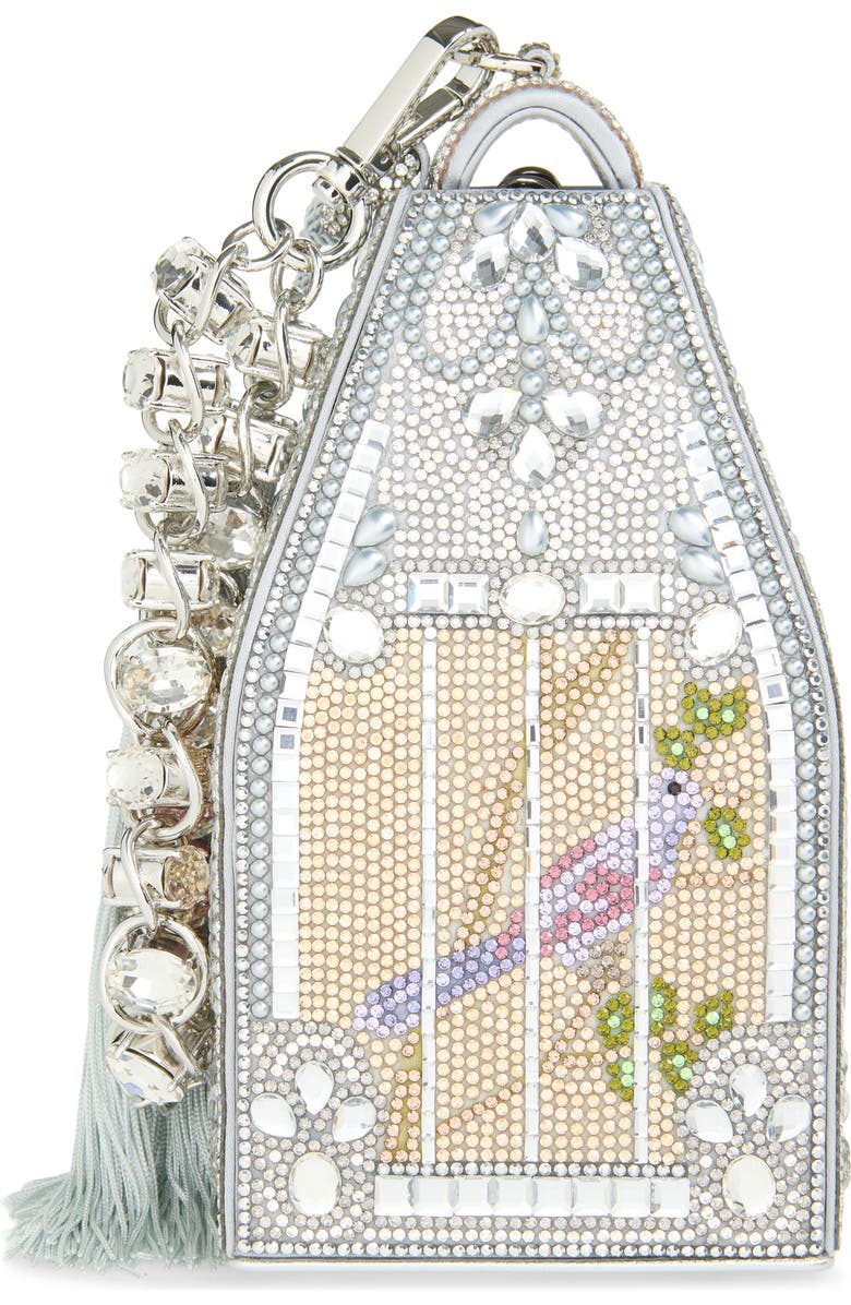 JUDITH LEIBER COUTURE Landmark Birdcage Crystal Minaudière, Alternate, color, Silver Rhine Multi
