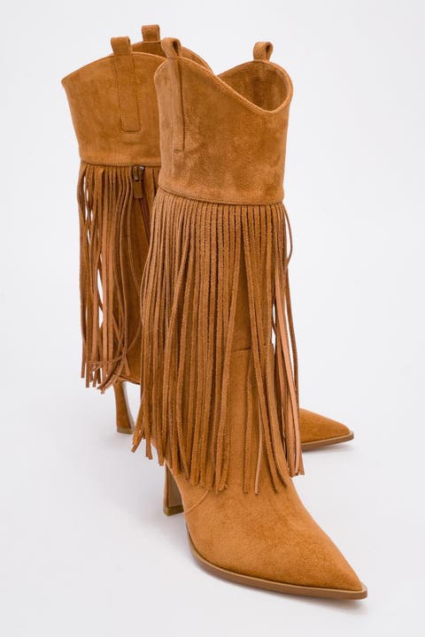 Gueras Fringe Pointed Toe Boot (Women)