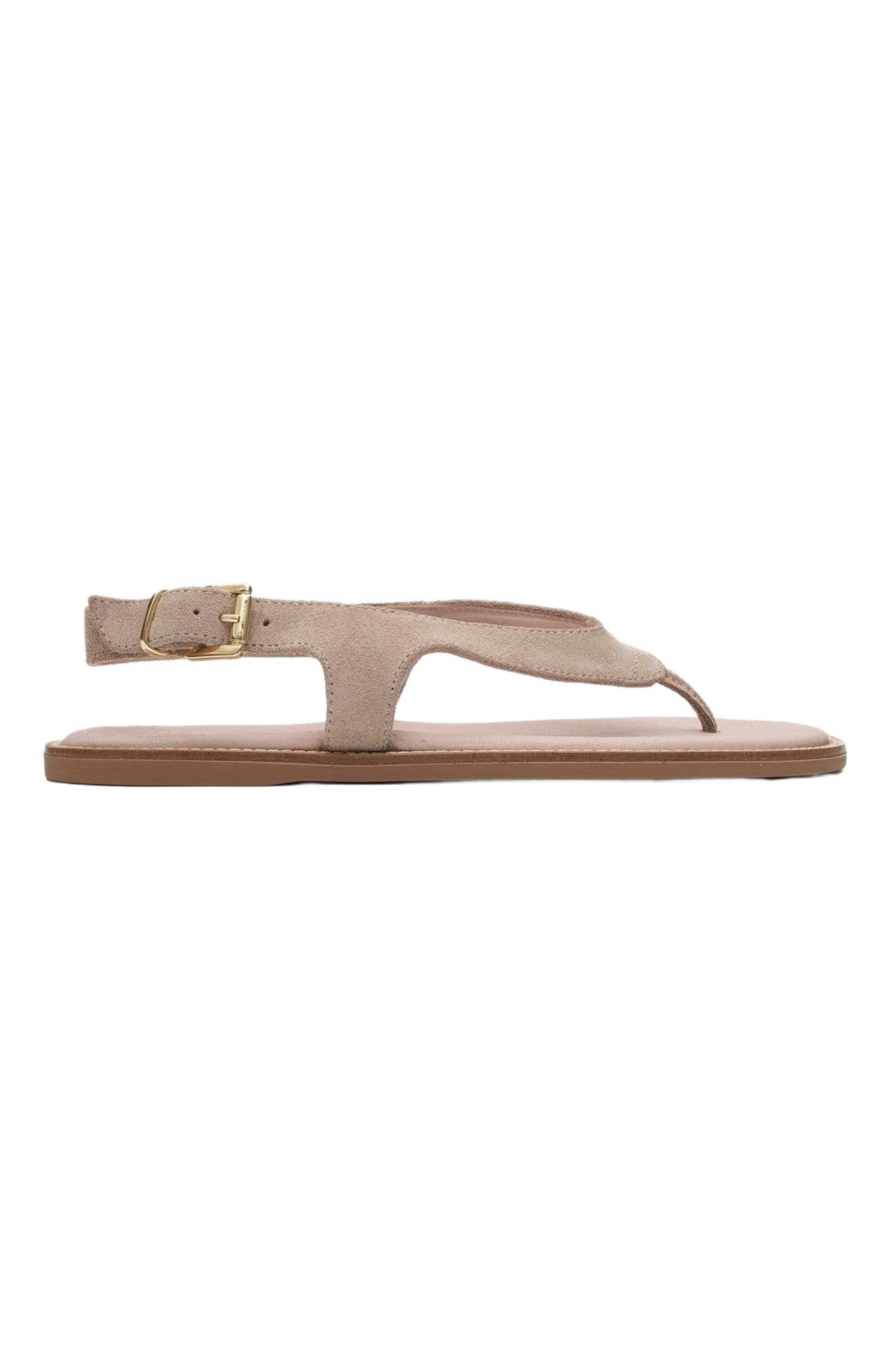 Belinda Leather Thong Sandals, Alternate, color, Beige Suede Leather