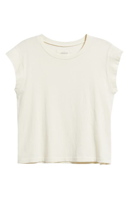 The Great . The Peak Shoulder Cotton Top In Washed White