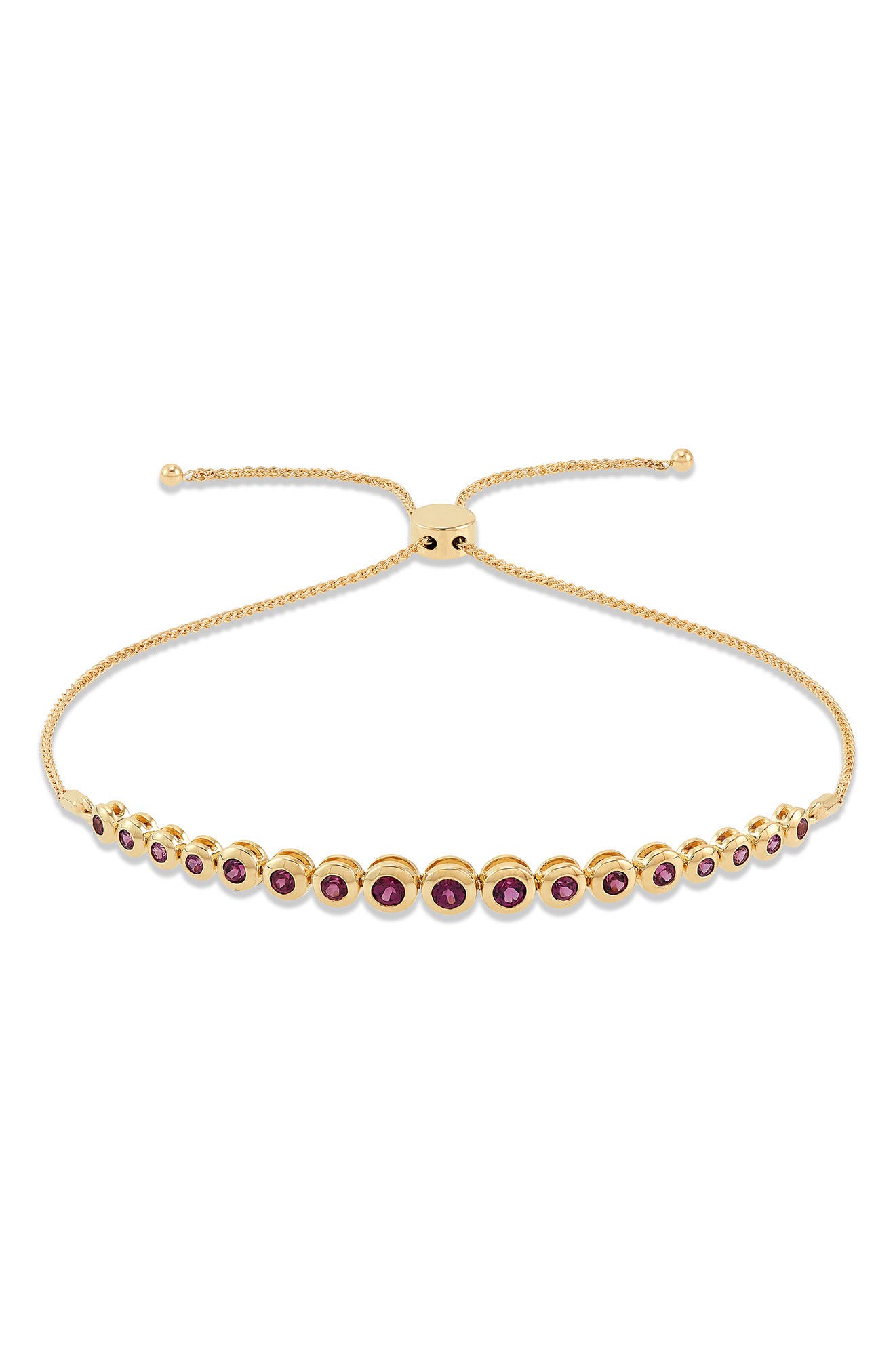Frankie & Zoe 14K Yellow Gold Rhodolite Bolo Bracelet