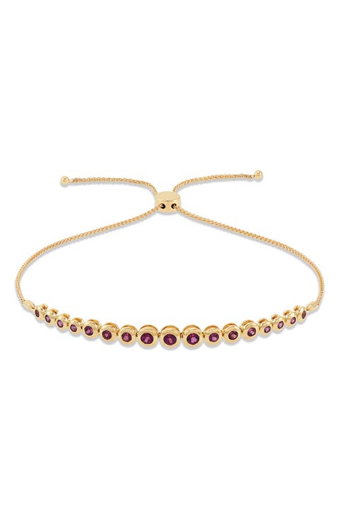 14K Yellow Gold Rhodolite Bolo Bracelet