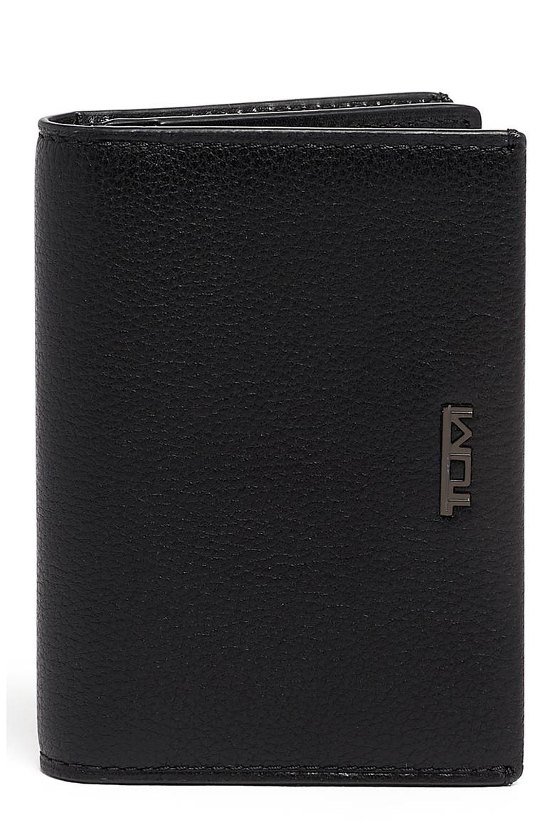 Gusseted Leather Card Case, Main, color, BLACK TEXTURE