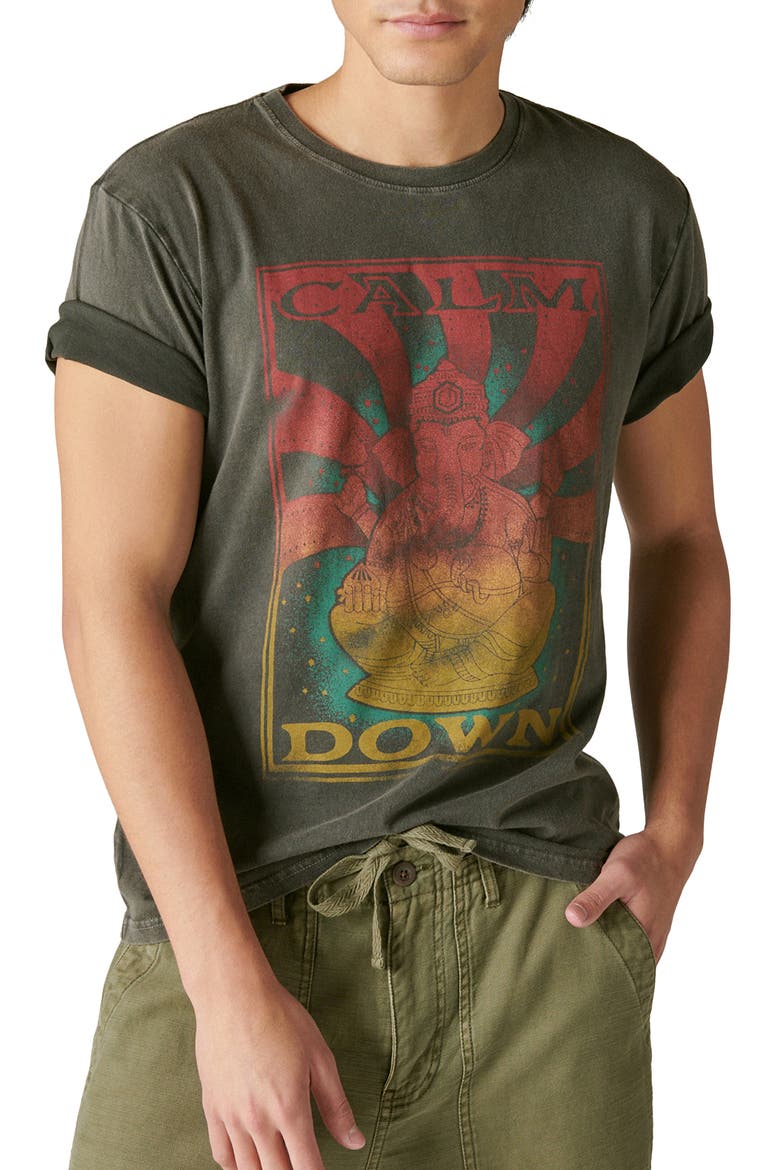 Calm Ganesh Cotton Graphic Tee, Main, color, JET BLACK