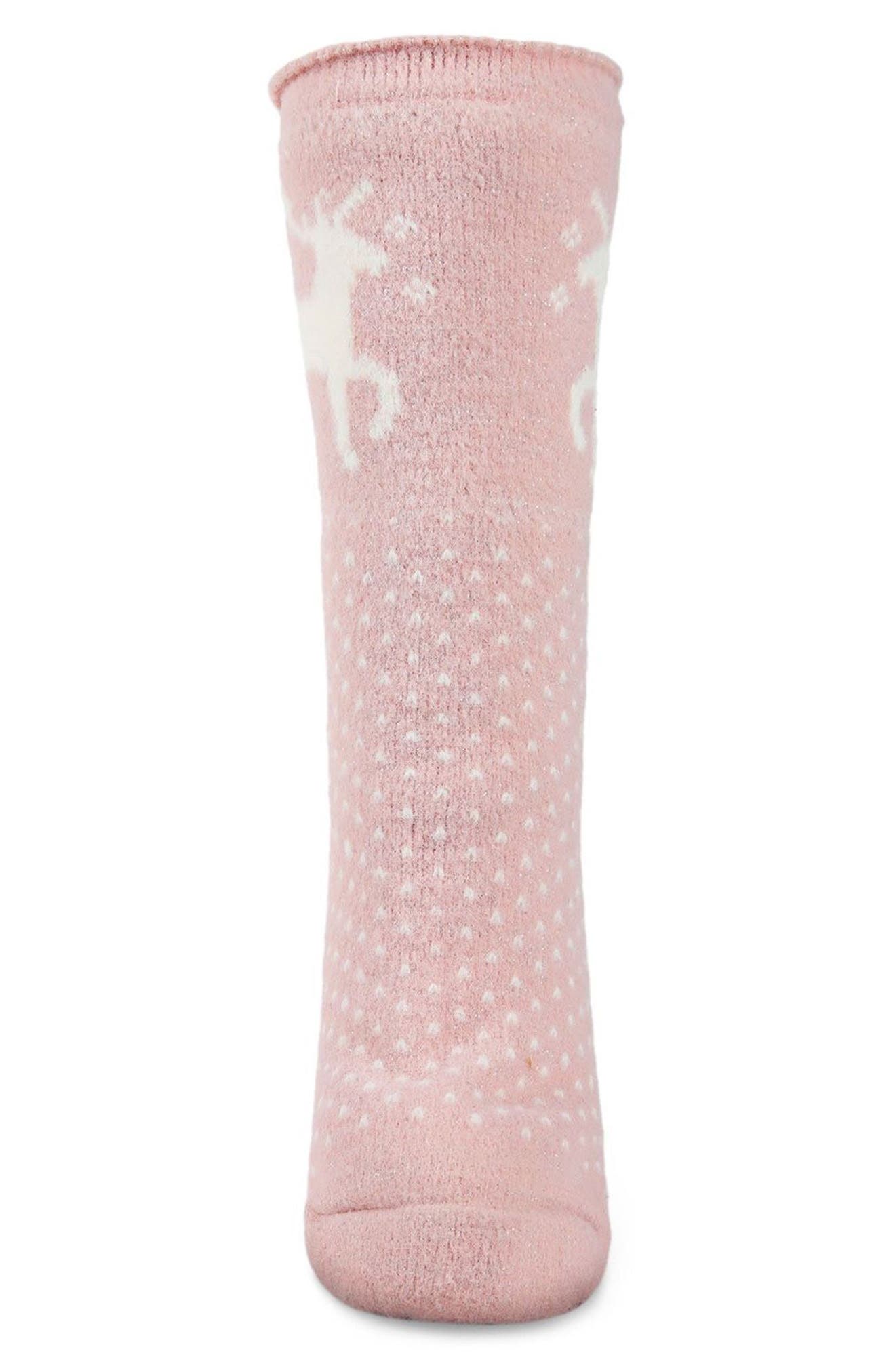 Pretty Prancer Fleece Lined Slipper Socks, Alternate, color, PINK