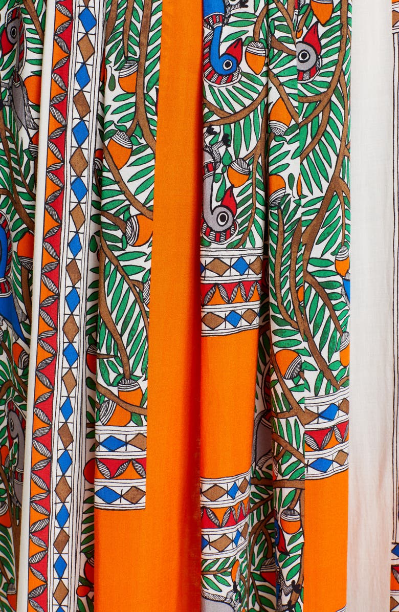 Tory Burch Long Sleeve Print Midi Dress, Alternate, color, 