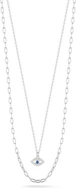 CHLOE AND MADISON Pavé CZ Evil Eye Layered Necklace