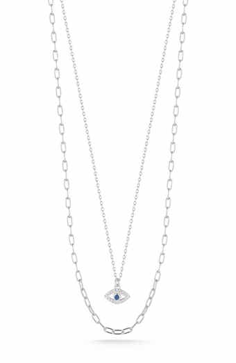Pavé CZ Evil Eye Layered Necklace