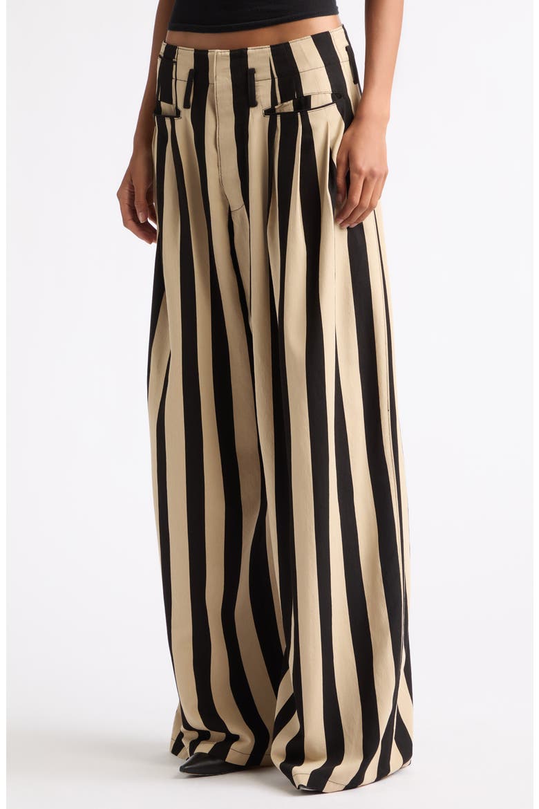 Triple Pleat Striped Wide Leg Pants, Alternate, color, BLACK AND CREAM WIDE STRIPE