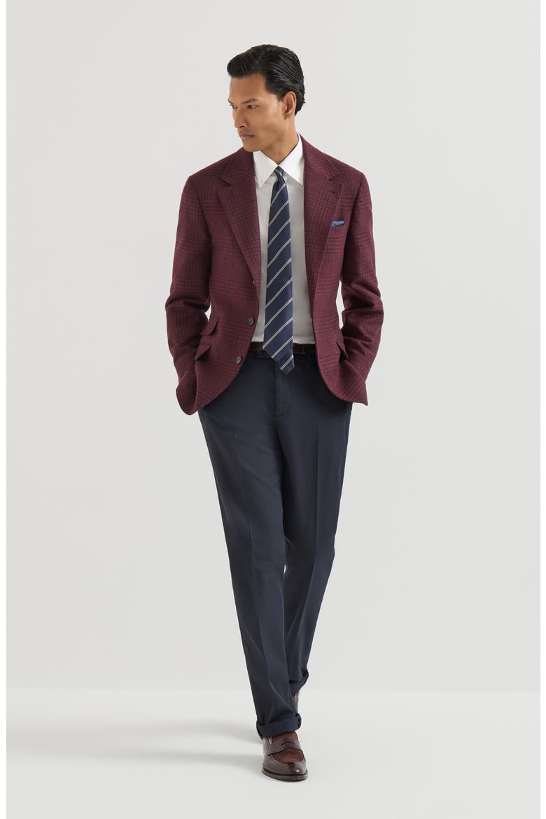Garment-dyed Italian fit trousers in American Pima comfort cotton gabardine, Alternate, color, Navy Blue