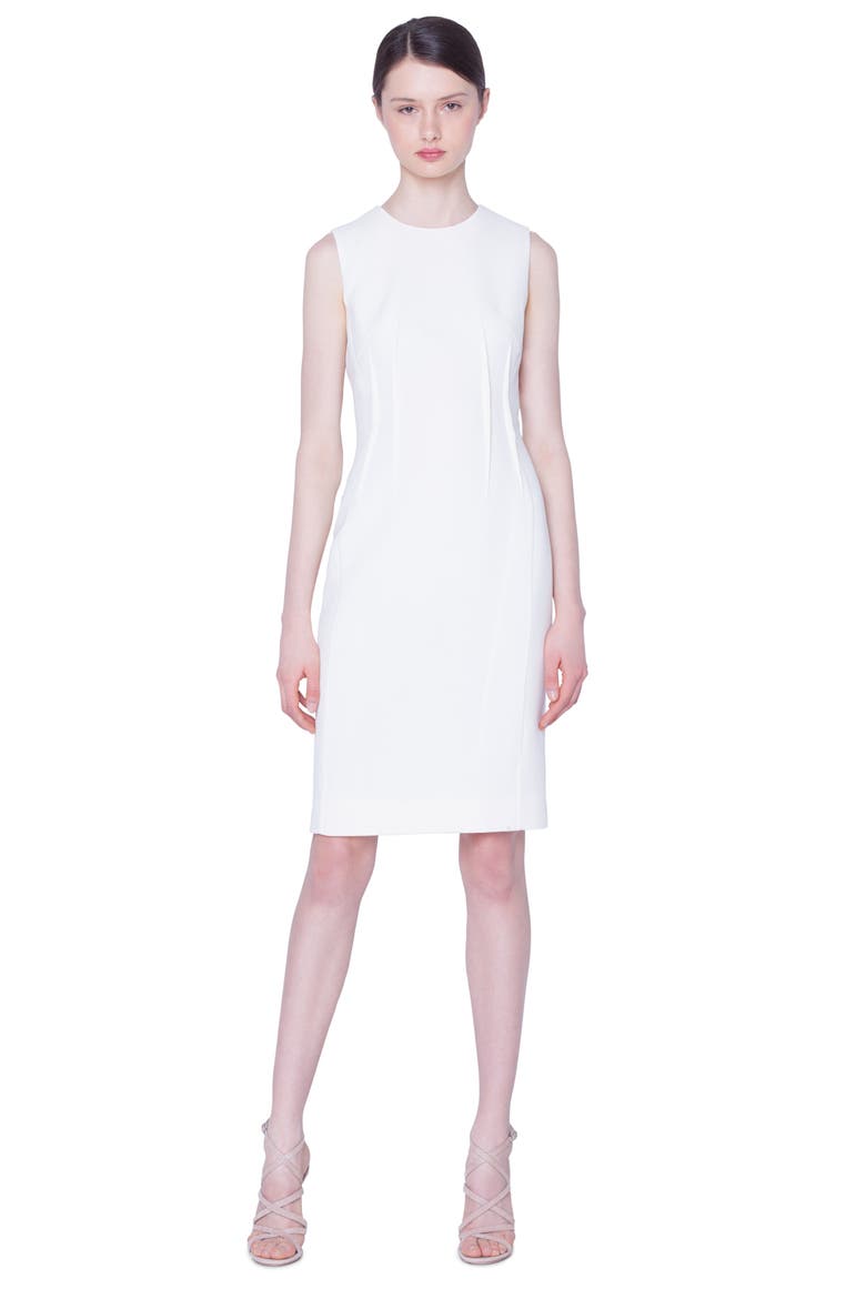 Double Face Wool Crepe Sheath Dress, Alternate, color, SWAN