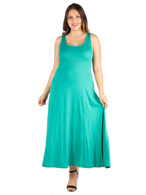 Plus Size Scoop Neck Tank A Line Maxi Dress