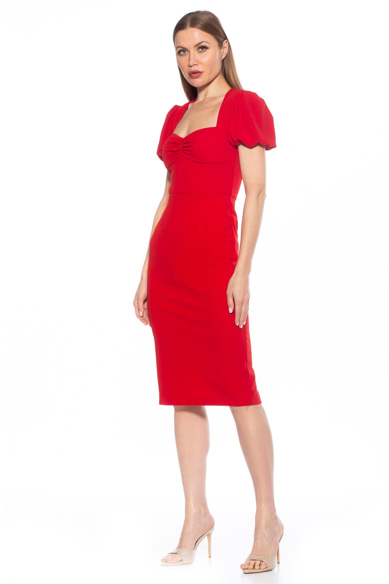 Micaela Sweetheart Neck Sheath Dress, Alternate, color, RED