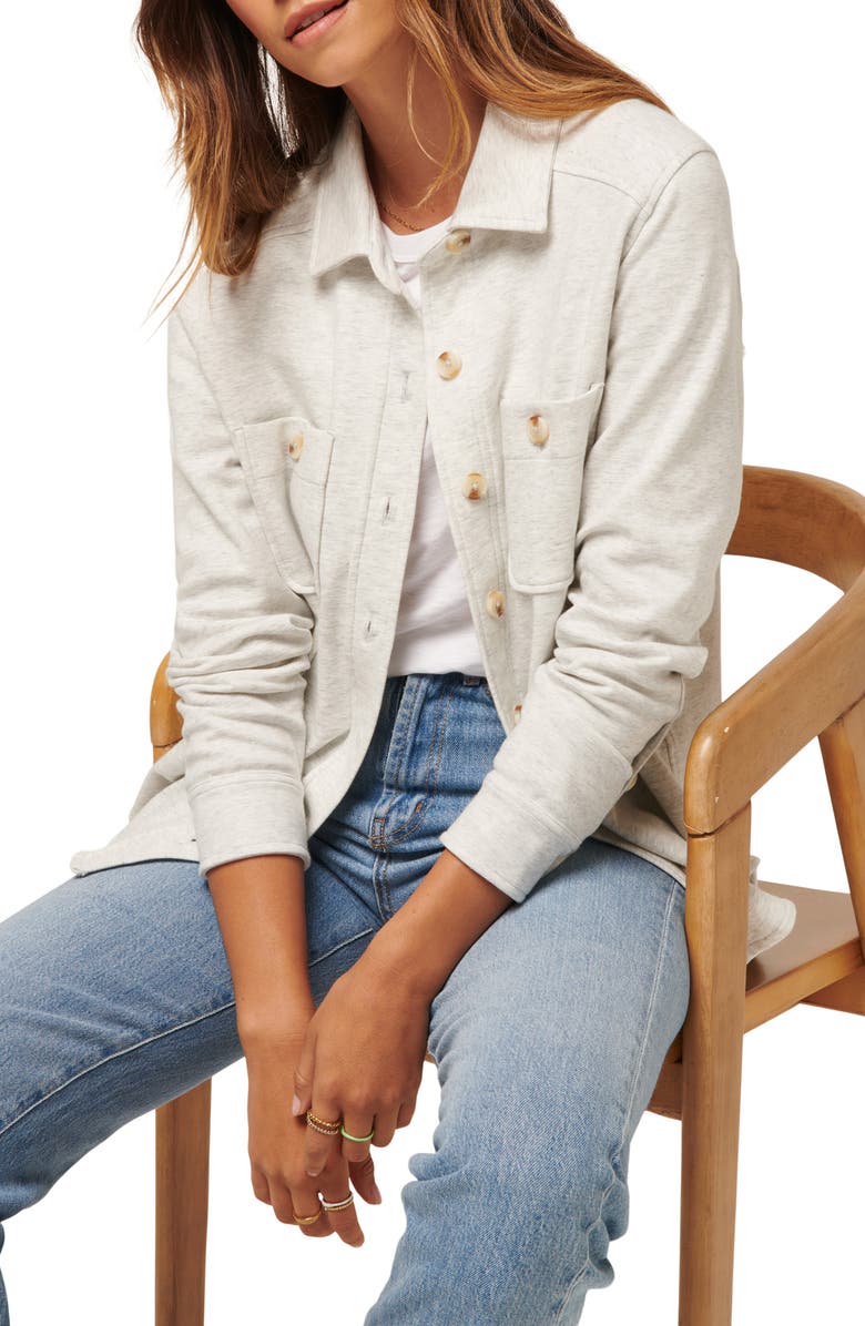 TravisMathew Cloud Jersey Shacket, Alternate, color, Heather Light Grey