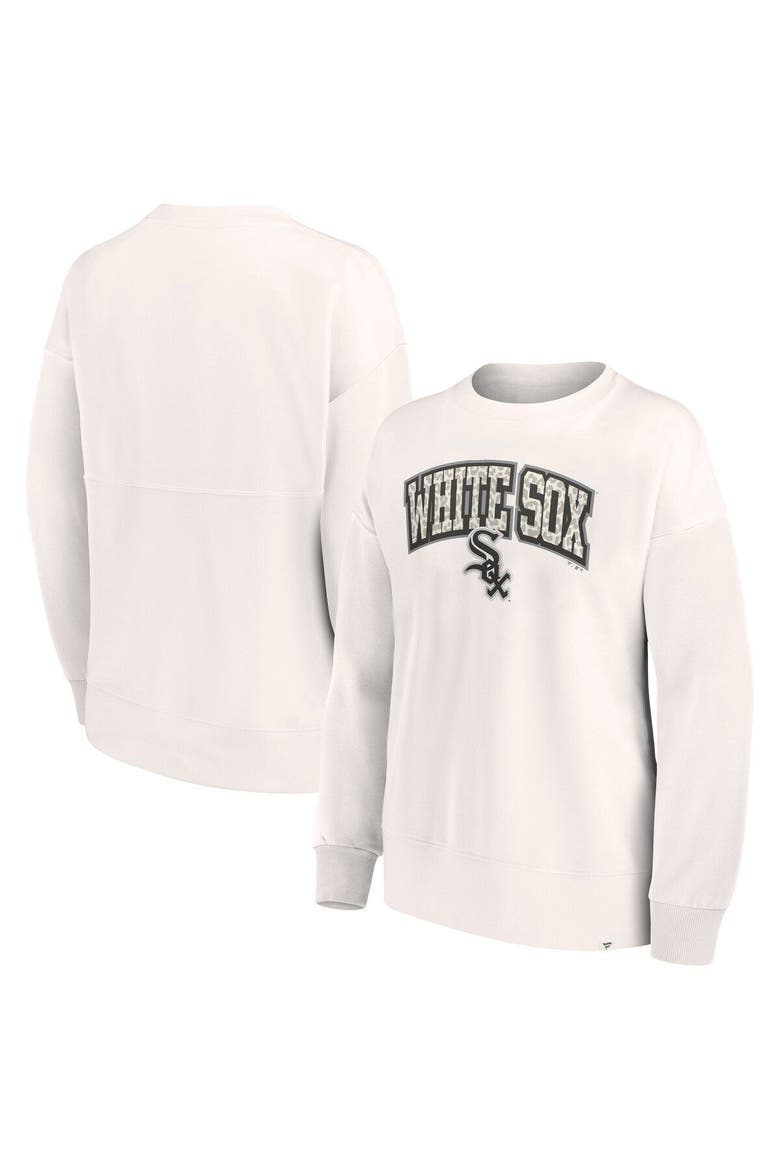 Women's Fanatics Branded Cream Chicago White Sox Leopard Pullover Sweatshirt, Main, color, Cream