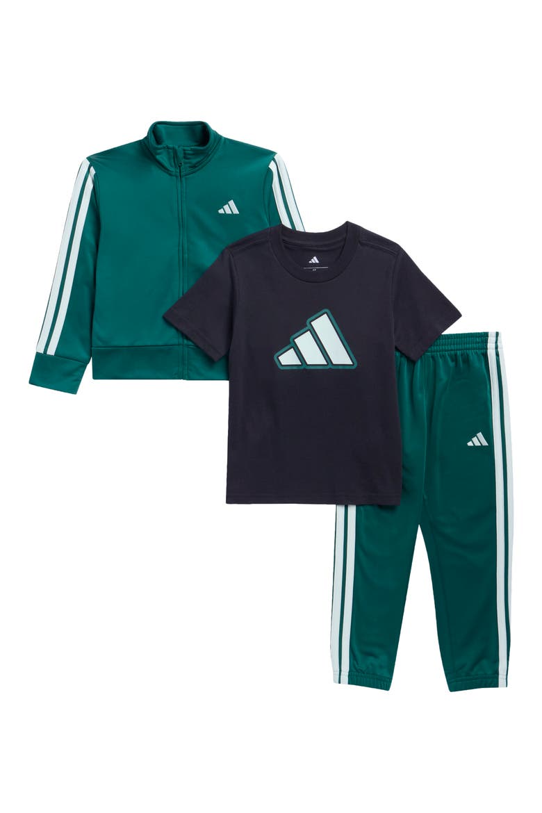 Kids' 3-Piece Tracksuit & T-Shirt Set, Main, color, COLLEGIATE GREEN