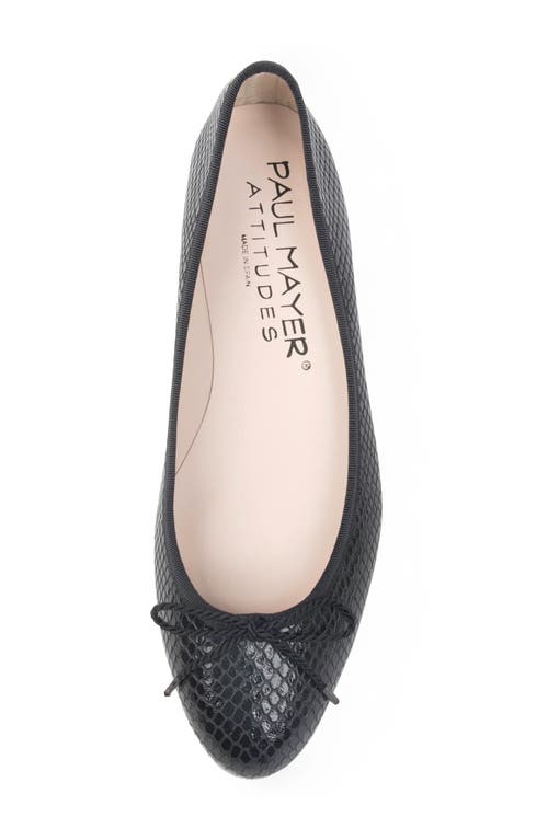 Paul Mayer Luxe Textured Ballet Flat In Black