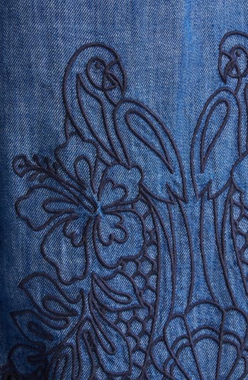 Zimmermann Coco Embroidered Denim Caftan Dress | Nordstrom