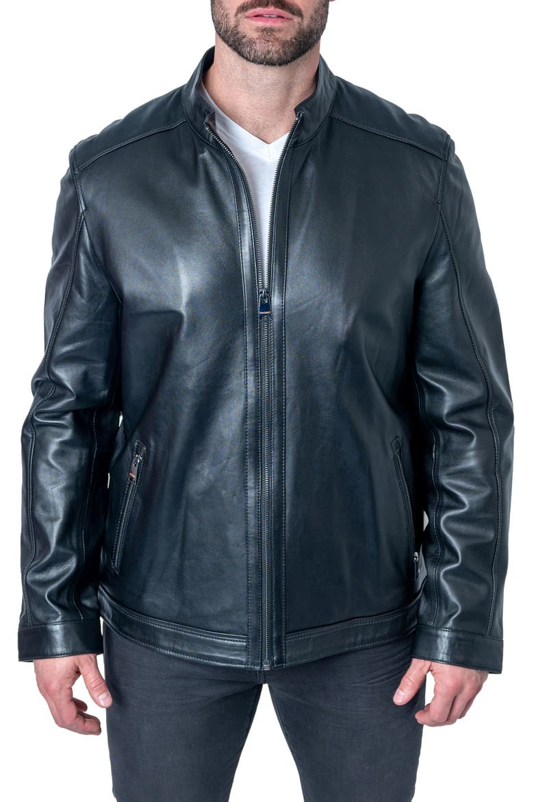 Smooth Black Leather Jacket, Main, color, BLACK