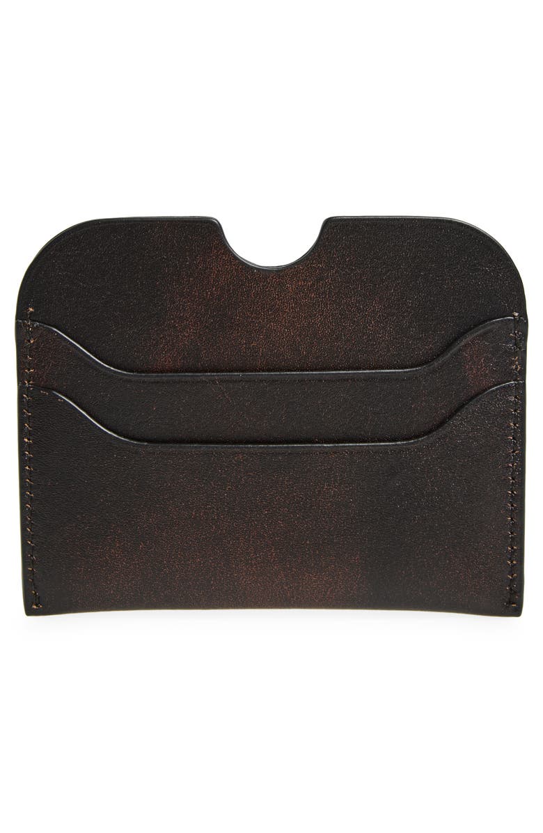 Acne Studios Large Elmas Aged Leather Card Holder, Alternate, color, Dark Brown