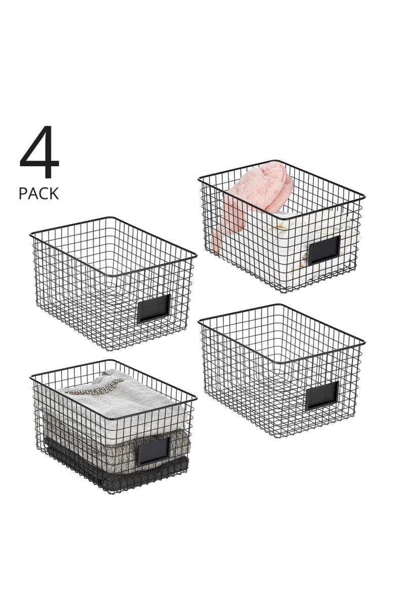 mDesign Bedroom Closet Storage Organizer Basket, Label Slot, 4 Pack, Alternate, color, 
