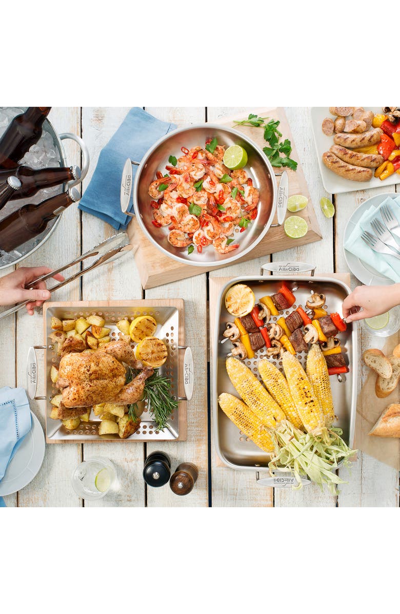 All-Clad Stainless Steel Outdoor Basket, Alternate, color, Silver