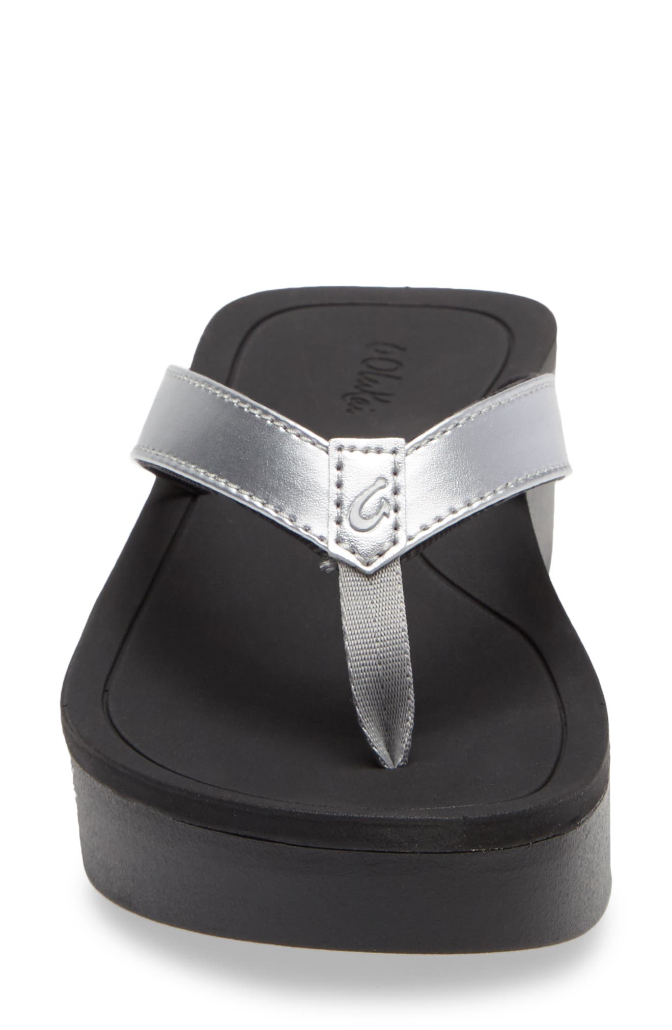 Pio Lua Platform Flip Flop, Alternate, color, SILVER / BLACK FABRIC
