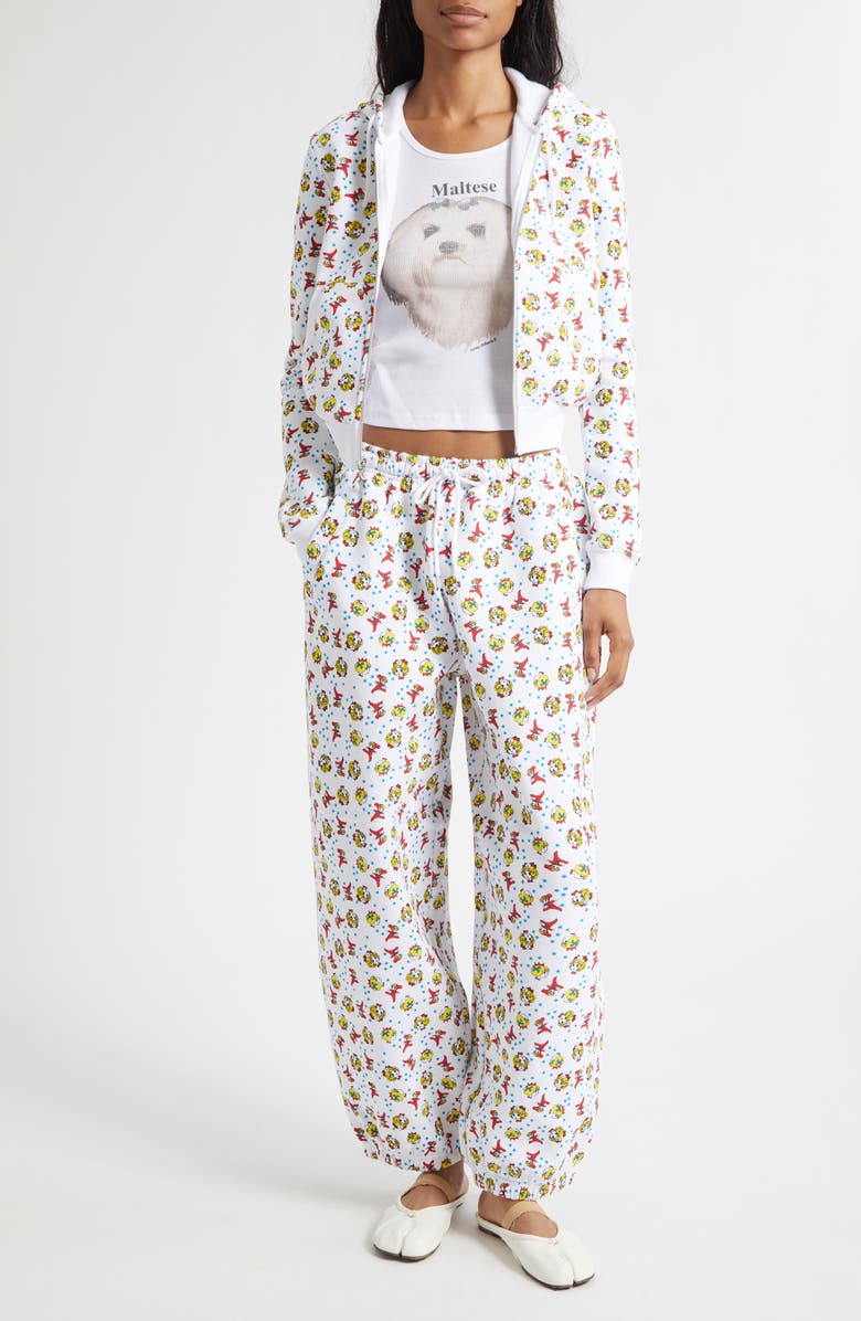 Ashley Williams Girl Baby Print Shrunken Full Zip Hoodie, Alternate, color, White