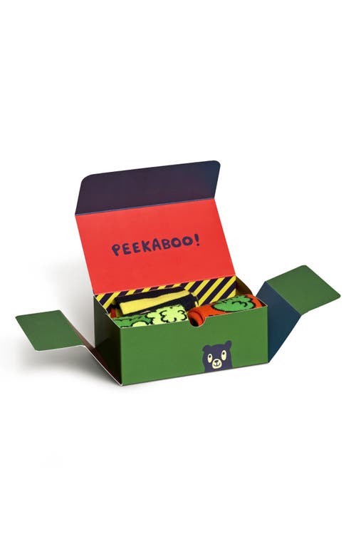 Happy Socks Kids' Peek-a-boo Assorted 3-pack Socks In Navy