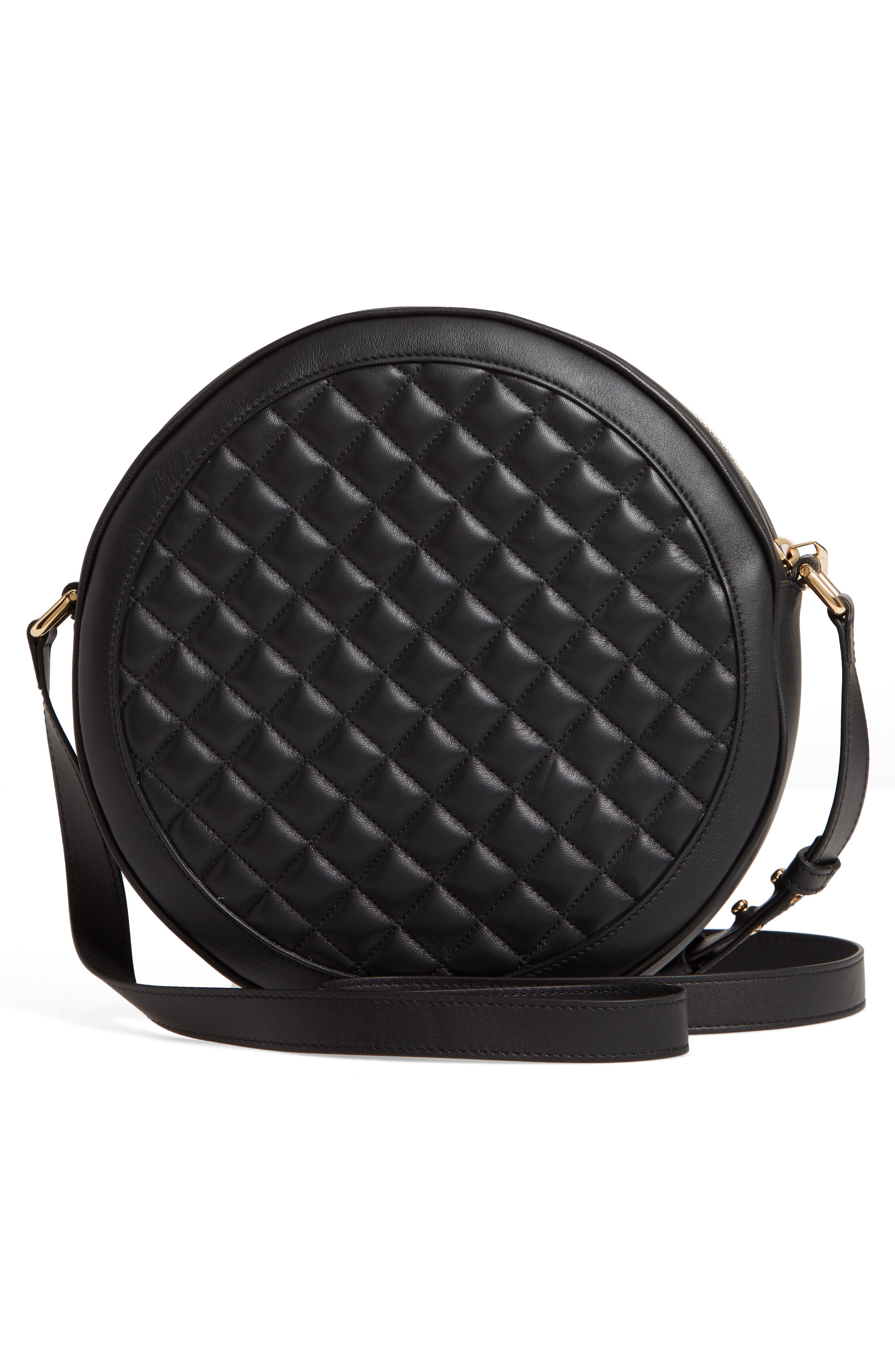 Balmain Large Disco Logo Quilted Leather Shoulder Bag, Alternate, color, 