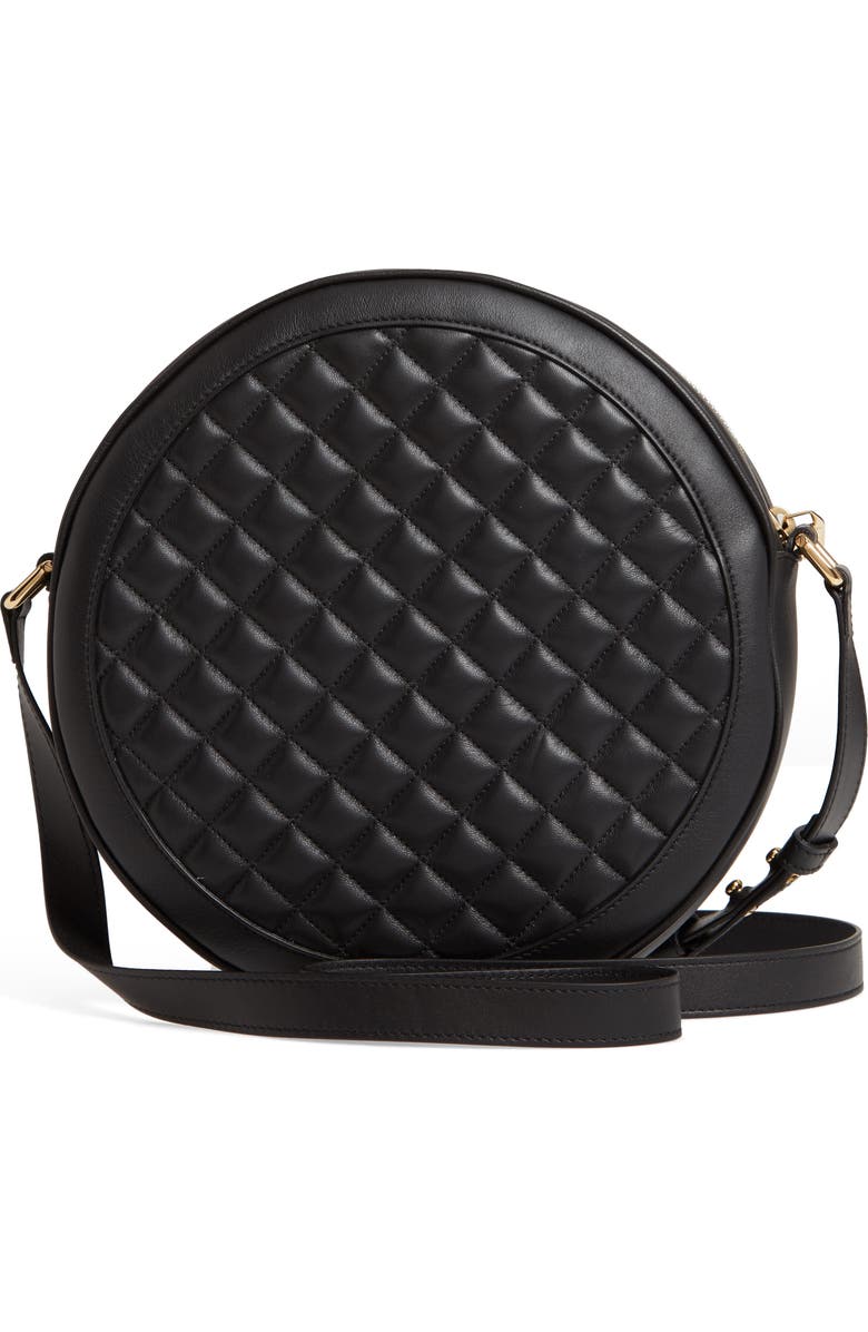 Balmain Large Disco Logo Quilted Leather Shoulder Bag, Alternate, color,