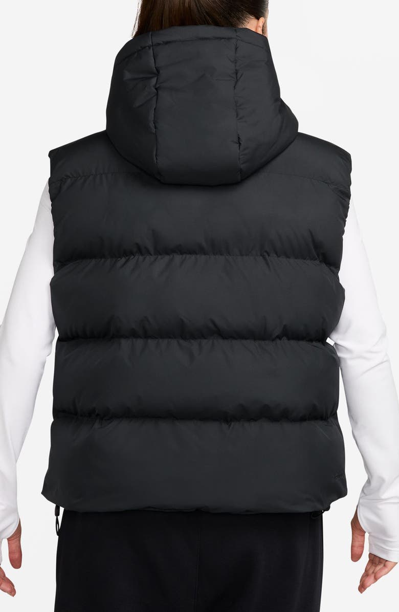 Nike Water Repellent Therma-FIT Hooded Puffer Vest, Alternate, color, Black/ White