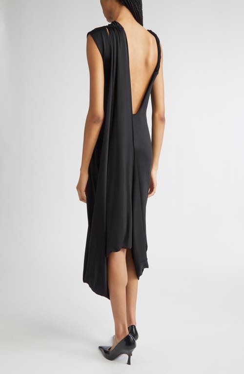 Victoria Beckham Asymmetric Fluid Drape Midi Dress In Black