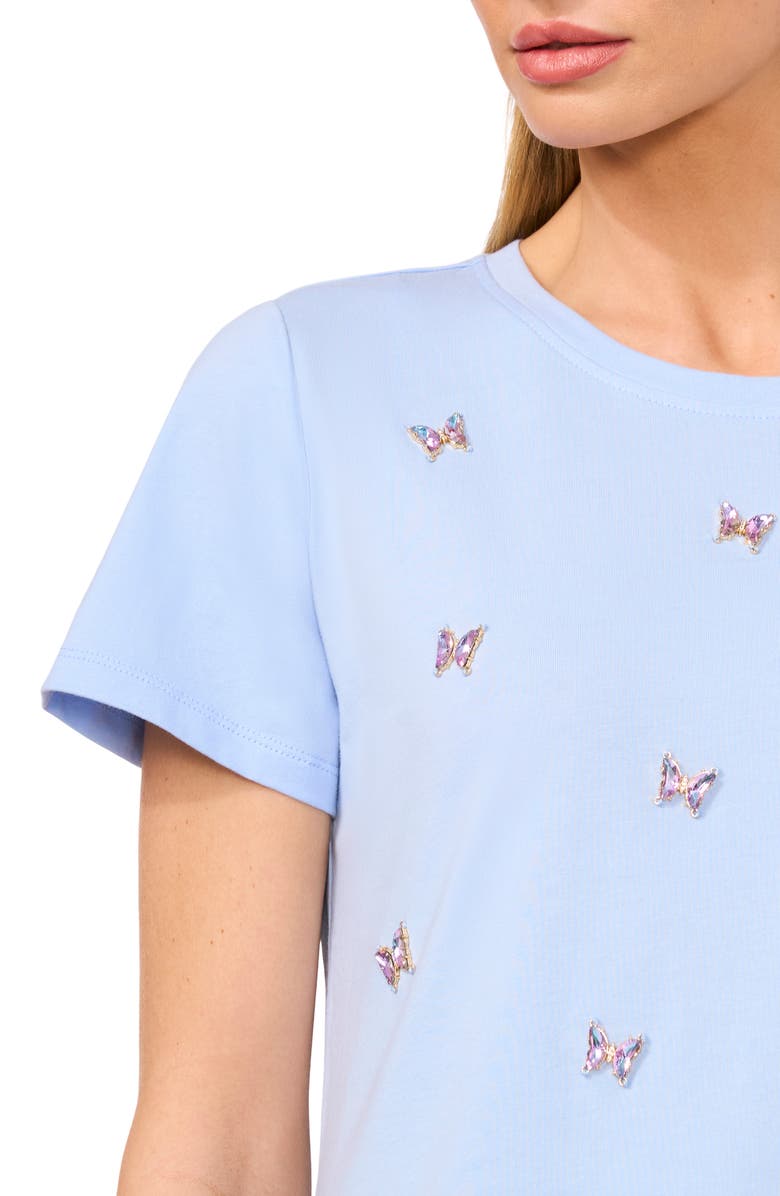 CeCe Butterfly Embellished Cotton T-Shirt, Alternate, color, 