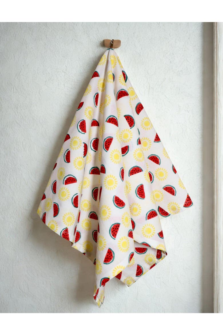 Watermelon & Sun Cotton Tea Towel - Set of 2, Alternate, color, Red
