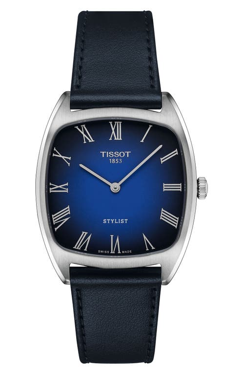 Tissot Stylist Leather Strap Watch, 32mm In Blue Gradient
