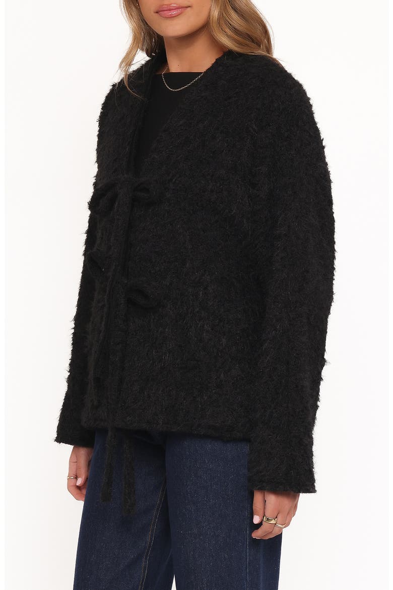Kimmy Bow Oversize Cardigan, Alternate, color, BLACK