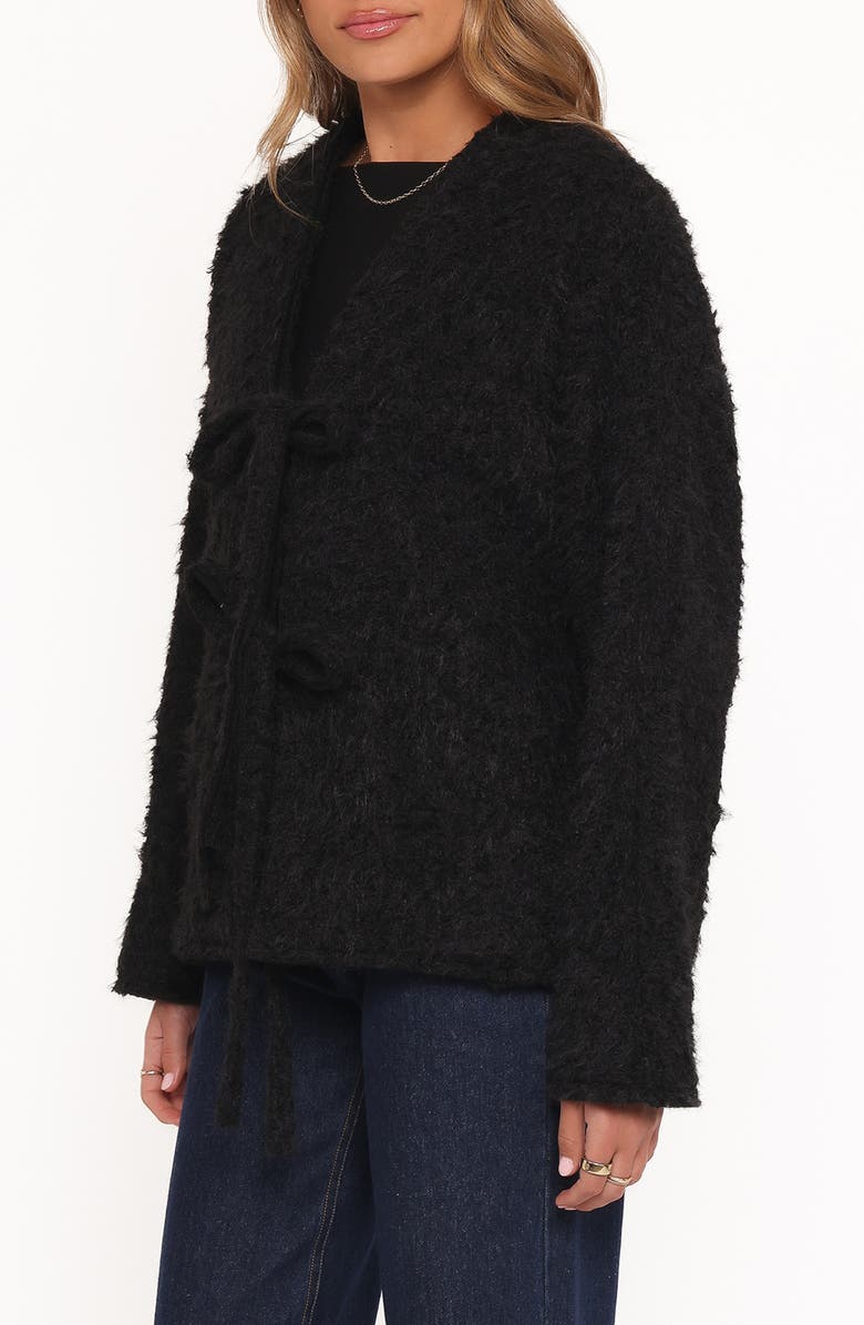 Petal & Pup Kimmy Bow Oversize Cardigan, Alternate, color, Black
