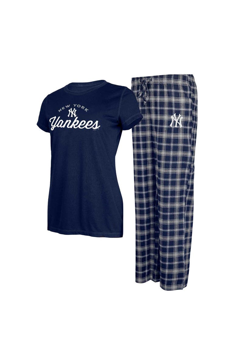 CONCEPTS SPORT Women's Concepts Sport Navy/Gray New York Yankees Arctic T-Shirt & Flannel Pants Sleep Set, Alternate, color, 
