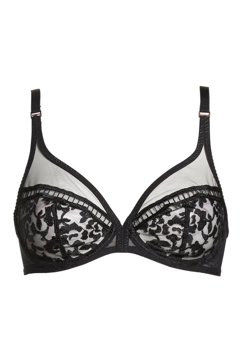 'Byzance' Underwire Plunge Bra, Alternate, color, BLACK